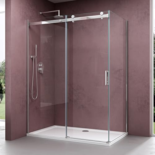 doporro Duschkabine 80x100x195cm Duschabtrennung mit Schiebetür Klarglas | 8mm ESG-Sicherheitsglas mit Nano-Beschichtung | Links/Rechts montierbar Ravenna17K