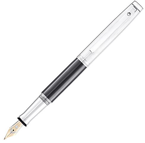 Waldmann Füllhalter Tuscany, Linien-Design, schwarz, Sterling Silber, 18Kt Goldfeder bicolor: fein (F)