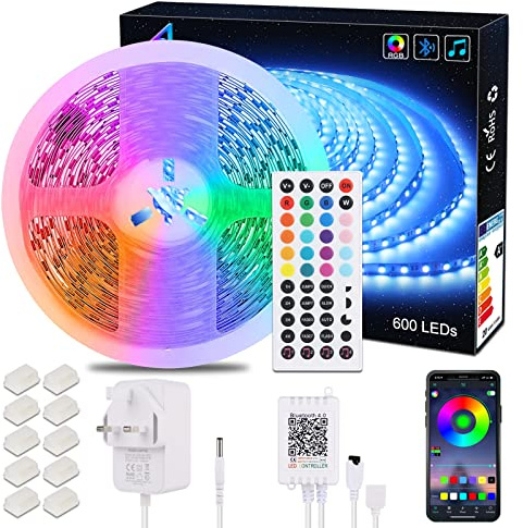 ALED LIGHT 10M 5050 RGB 600Led Color Changing Led Strips with 44 key IR Remote+24V 6A AC UK Plug Adapter Power Supply for Home lighting and Kitchen Decorative