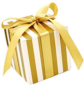 JZK 50 x Goldstreifen Geschenkbox Süßigkeiten Karton Schmuck Schachtel Gastgeschenke Kartonagen Bonboniere Favour Box für Hochzeit Geburtstag Party Festival