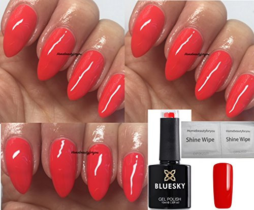 Bluesky Nail Gel Polish Red Love Affair Bright Red Coral Colour UV LED Soak Off 10ml