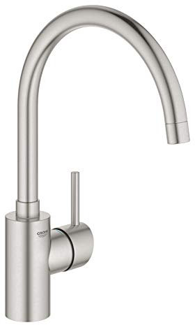 GROHE Concetto, Küchenarmatur (Wasserhahn für die Küche, 150° schwenkbar, wassersparend dank variabler Mengenbegrenzung, einfache Spülbecken-Montage mit Befestigungsset aus Metall) edelstahl, 32661DC3