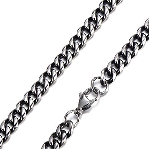 DonDon Halsband för Herr i Rostfritt Stål Silver-Svart, Lunghezza 52 cm, Larghezza 0.6 cm, Rostfritt stål