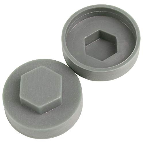 White Hinge 200x Merlin Grey Hex TEK Roofing Cover Caps for 19mm Washer/Coverage & 8mm Recess