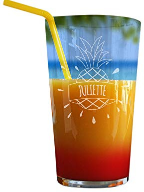 Verre à Cocktail avec Gravure personnalisée - Grand Verre 57 cl - Motif Ananas - Cadeau Original, idéal pour l'apéro