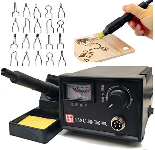 Mingfuxin Pyrography Machine 220V/60W Kürbis Holzverbrennungsset Mit 20 Stück Pyrography Drahtspitzen (Zeiger Mit Einem Stift)