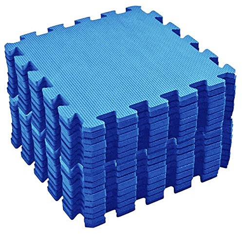 20 Interlocking Floor Tiles Non-Slip Exercise Mat with Border and carrying bag, Exercise Foam Floor Mats for Gyms, Yoga, Outdoor Workouts, Kids,1' x 1'(30cm x 30cm) (BLUE)