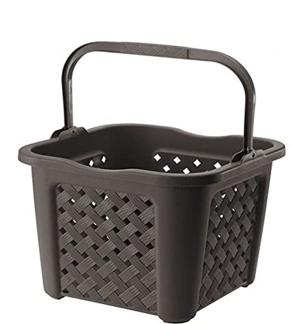 Acan Cesto para la Colada de 25 litros de Capacidad de Color marrón y de 30 x 37,5 x 37,5 cm. Caja para Transportar Colada con asa para Mayor Comodidad. Transportador de Ropa Sucia.