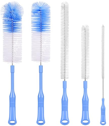 MOSOLAN Bottle Brush Cleaner 5 Pack - Long Handle Water Bottle and Straw Cleaning Brush Set for Washing Narrow Neck Bottles, Sport Bottles, Kombucha, Wine Decanter, Flask, Beer Brewing Supplies