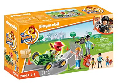 PLAYMOBIL Duck ON Call 70919 Notarzt Action: Hilf dem Rennfahrer!, Spielzeug für Kinder ab 3 Jahren