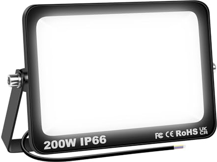 AUXTINGS Faretto LED 200W 20000 Lumen Bianco 6000K,Luminosa Proiettore Faro LED da Esterno per Giardino Corridoio Casa il Parcheggio Del Casa,Impermeabile IP66 175-260V