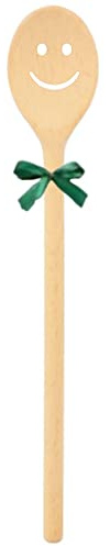 teemando® kräftiger Marken-Kochlöffel aus Holz, extra stabil mit Motiv Smiley a und Schleife, Handmade aus Deutschland, Grillen, Kochen, Familie, Geschenkidee, Weihnachten