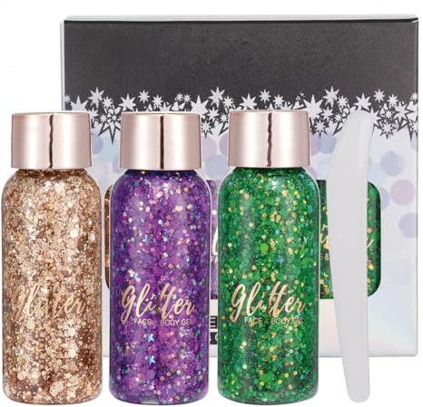 GL-Turelifes Lentejuelas de sirena con purpurina líquida, sombra de ojos, gel para el cuerpo, festival, purpurina, cosméticos, para el pelo, maquillaje de larga duración, brillo de 30 g (Set C)