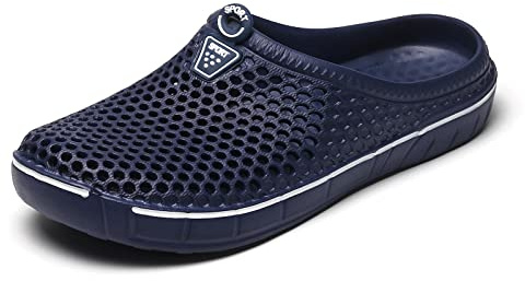 Zuecos de jardín para hombre y mujer, de secado rápido, sandalias de lluvia antideslizantes, para playa, piscina, para interiores y exteriores, Navy, 40 2/3 EU