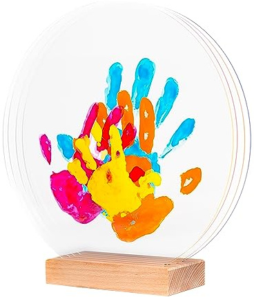 LouYou Huellas de Felicidad – Kit de huellas de manos para familia de 4 colores – Regalo para nacimiento de bebé niña o niño, día de la madre o del padre – Caja de recuerdo – Made in France