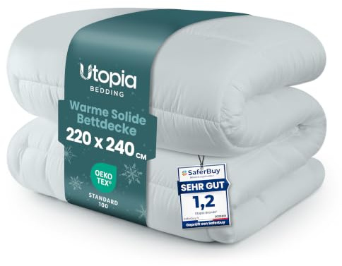 Utopia Bedding Bettdecke Ohne Bezug 220x240 cm, Flauschige Decke, Hellgrau | 370 GSM Bettdecke weichem Polyester, Kassettensteppung und OEKO-TEX® STANDARD 100 Zertifizierung