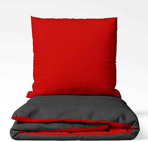 etérea Microfaser Bettwäsche 135x200 cm + 80x80 cm Uni Microfaser Anthrazit | 100% Polyester · Soft-Peach-Veredlung · Reißverschluss · 60°C waschbar · Ganzjahres · STANDARD 100 by OEKO-TEX
