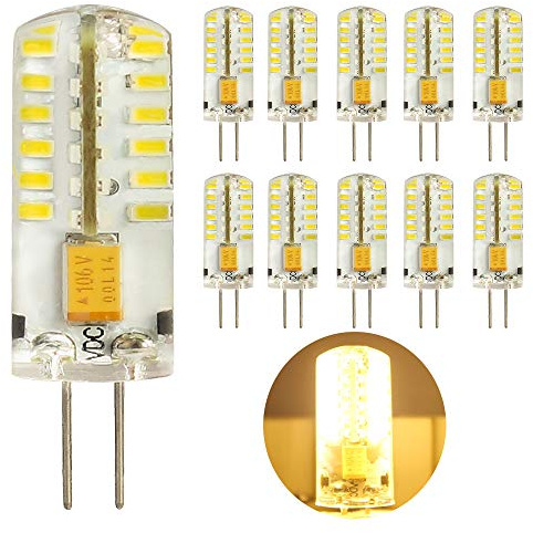Mengjay 10 Stück G4 LED 4 Watt Warmweiß 3000K Nicht Dimmbar 12V AC/DC Wechselspannung mit 48 x 3014 SMDs 360° Stiftsockel