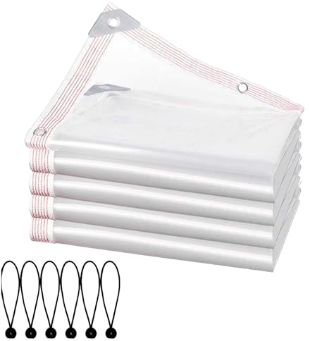 Telo impermeabile per Esterno Telone Trasparente Occhiellato Telo Impermeabile Trasparente,Teloni Pieghevoli Resistente Alle perper piante serra patio,auto,animali,domestici,mobili (2mx4m)