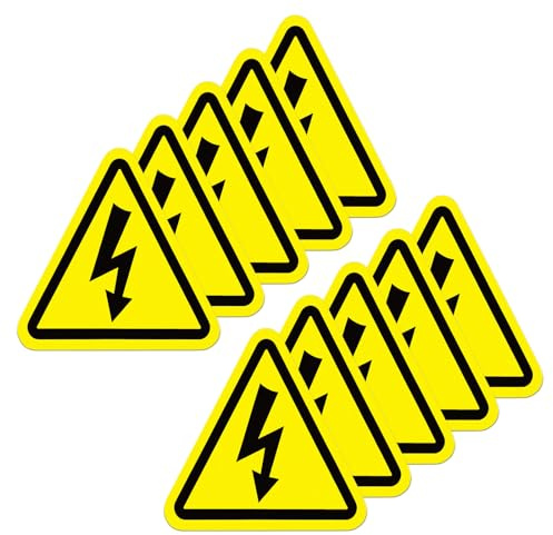 YIKIADA Elektrischen Warnschild Selbstklebend Vinyl 5 × 5 CM Elektrischer Spannung Warnung Aufkleber Wasserdicht Achtung Hochspannung Etiketten 50 Stück