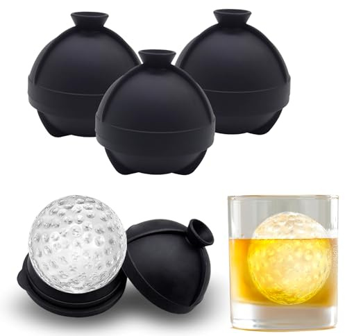 Bangp Golf Ball Ice Molds Set of 4,Whiskey Round Ice Cube Molds, Novelty Sphere Ice Molds Create 2.5 Inch Golf Ice Balls - Each Stone Keeps Your Drinks Cool and Unique,for Men and Women