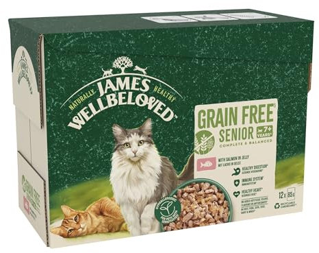 James Wellbeloved Grain Free Adult Cat Food with Salmon in Jelly Pouch 12 x 85g