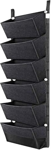 Bischi di coltivazione sospesa 6 tasche piantagive borse da giardino verticale pianta impermeabile sacchetti di coltivazione di piante in tessuto montato a parete per balcone nero.