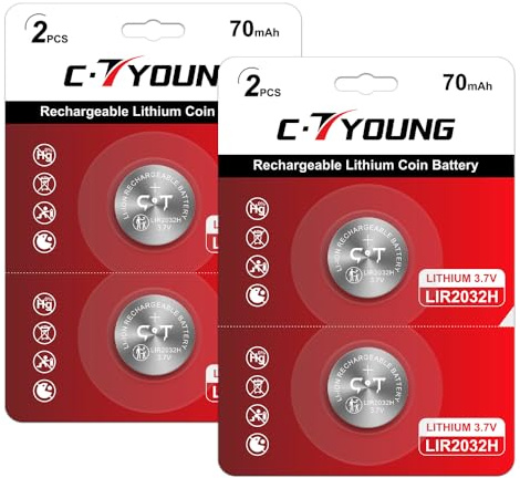 4er-Pack Lir2032H Wiederaufladbare Münzbatterien 3,7V 70mAh