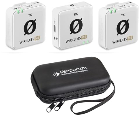 Rode Wireless ME Dual - Sistema de micrófono inalámbrico, sistema inalámbrico, color blanco + funda blanda keepdrum