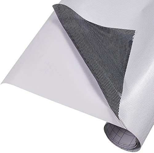 Autofolie,Carbon Folie Weiße perforierte Vinyl-Fensterfolie, Netzaufkleber, Raum-Privatsphäre, Fensteraufkleber, Haus, Büro, Auto, Glastür, Aufkleber, Dekoration(White-black,45x200cm)