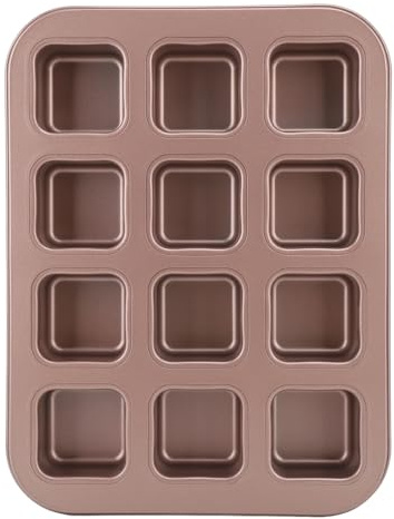 Moule à Brownie 12 Cavités en Acier au Carbone Antiadhésif pour Cuisson Uniforme sans Découpe pour Maison, Pâtisserie Hôtel, Réfrigérateur, Four