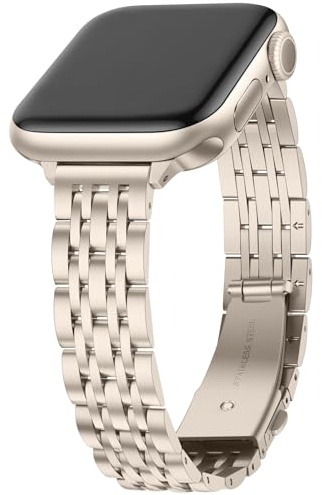 Anlinser Metallarmband Kompatibel mit Apple Watch Armband für Damen 49/46/45/44/42/41/40/38mm, Dünnes Edelstahlarmband für iWatch Serie 11 10 9 8 7 6-1 SE (42/41/40/38mm, Polarstern)