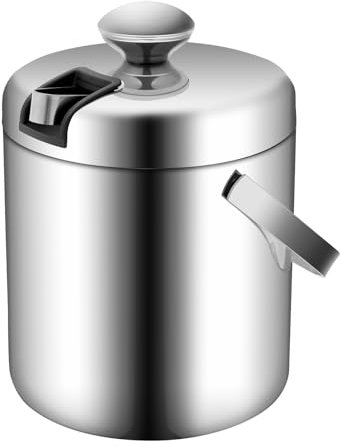 1.3L Edelstahl Eiswürfelbehälter mit Deckel,Sieb und Zange,Doppelwandig Isoliert Eiswürfelbehälter Eiseimer Eiswürfelkübel Eiswürfel-Eimer für Eiswürfel Aufbewahrung