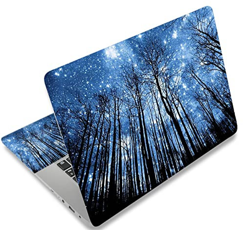 Mibbxea 15.4-15.6 Inch Laptop Skin Sticker, Customisable, Universal for 12.1 13 13.3 14 Inch Computers and Netbooks, Reusable Notebook Art Protector (009 Forest Moon Light)