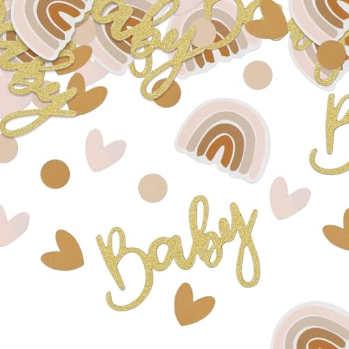 Babyparty Deko Konfetti,150 Stück Baby Shower Deko Konfetti,Boho Regenbogen Babyparty Streudeko Tischdeko,Dusche Zubehör Tisch Dekoration für Gender Reveal Party,Babyparty,Baby Shower
