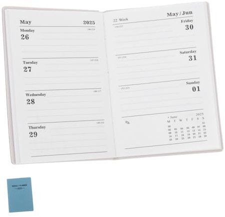 STOBOK 2025 Taschen-Wochenplaner Mini Gebundene Ausgabe Taschenkalender bürobedarf monatsübersicht tagesplanung Zeitplaner xingtingyu kleines Kalenderbuch Hardcover-Notizbuch Pu Blue