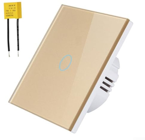 GLOBALHUT Smart Light Switch, Glass Panel Wall Light Switch, WiFi Smart Light Switch Featuring Touch Control, For Remote Management Of Home Lighting Systems(Gold)