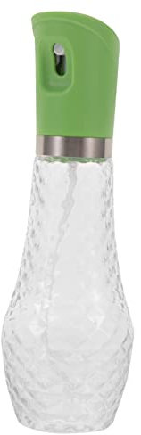 Ciieeo Press-type Glass Cooking Oil Sprayer Bottle 260ml with Silver Green Ring, Reusable Olive Oil Dispenser for Barbecue and Kitchen Use