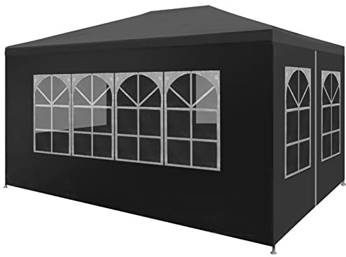 Tente de réception pop-up avec auvent imperméable Idéal pour fêtes, anniversaires, mariages, pique-niques et abris auto Anthracite 3 x 4 m