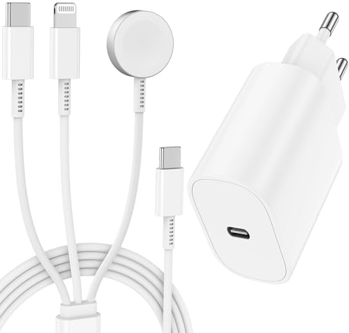 3 in 1 USB C Apple Watch Ladegerät Magnetic iWatch Schnellladegerät mit Kabel 2M, Typ C Ladekabel Wireless Netzteil für Apple Watch Ultra SE/10/9/8/7/6/5/4/iPhone 17 Pro Max/17 Air/16 Plus/15/14/13/12