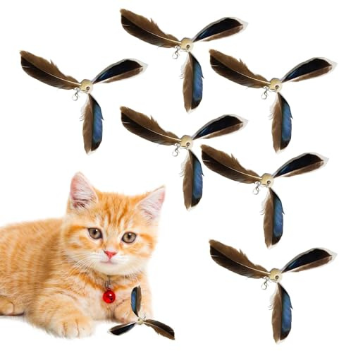 Feder-Katzenspielzeug – Katzenspielzeug, elastische Stäbe mit Federn, Katzenspielzeug, interaktives Teaser-Katzenspielzeug, Teaser-Nachfüllungen, interaktives Teaser-Spielzeug, interaktives