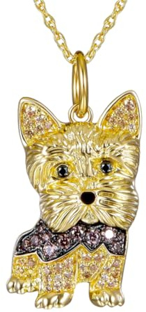 DUTACK Elegant Yorkshire Terrier Pendant Necklace for Women - Sterling Silver Yorkie Jewelry, Perfect Memorial Gift for Dog Lovers, Adjustable Pet-Themed Necklace