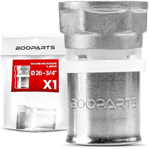 BOOPARTS – 1 Pièce – Manchon Femelle à Sertir Ø26–3/4F(20/27) | Raccord Droit Multicouche Contour TH | Raccord Plomberie Étanche pour Chauffage et Eau Sanitaire