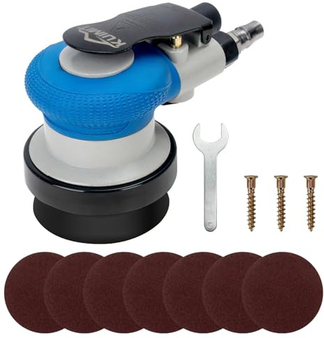 KUIMIT Lijadora orbital aleatoria de aire de 75 mm, lijadora excéntrica de doble acción, lijadora neumática de palma para pulidores de madera, metal y trabajos de carrocería