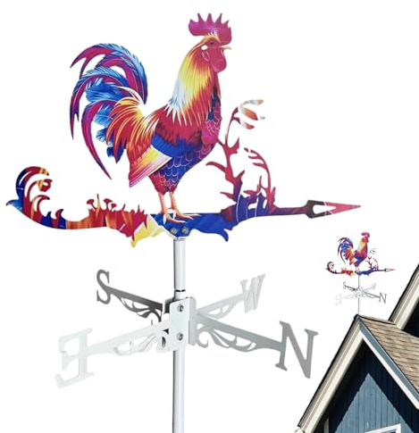 Weather Vanes for Roofs,Wolf Rooster Wind Vanes for Outside | Ornamental Weathercock Rustic Animal Weathervane for Garden Sheds Yard Farmhouse Roof