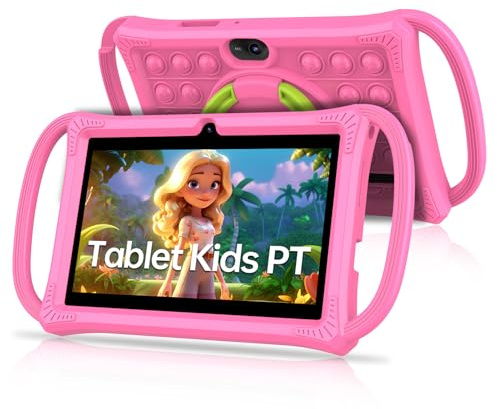 PRITOM Kids Tablets 7 inch, 32 GB,Perfect Size for Toddler Tablet with Un-Zipped Case, WiFi, Dual Camera, Education, Games, Children Tablet with Kids Software Pre-Installed, Parental Control (Pink)
