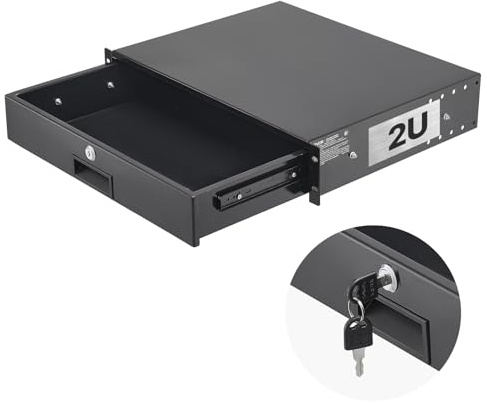 VEVOR 2U rackmonteringslåda, 22,7 kg max bärande, låsbart serverskåpsfodral, glidlåda med lås och kabelhanteringshål, för 19 tums nätverksutrustning, server, AV-rack eller skåphölje