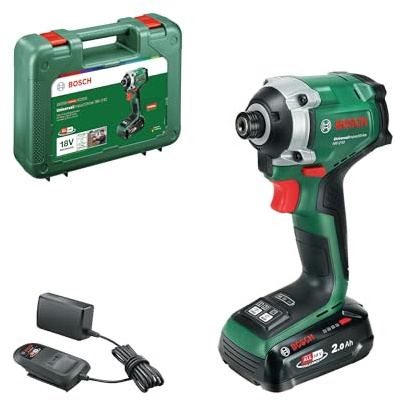 Bosch 18V System sladdlös slagskruvdragare UniversalImpactDrive 18V-210 (Kraftfull, kompakt slagskruvdragare för träbearbetning; inkl. batterikit PBA 18V 2.0Ah W-Bm, AL18V-20-laddare, väska)