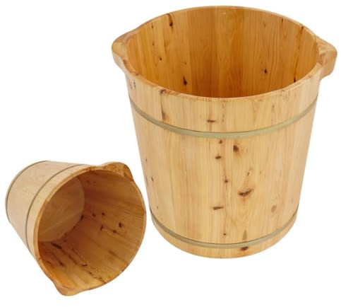 Holz-Fußbadewanne, Fußbad Eimer, Entspannung, Wellness Zuhause, Massage, Holz Fußwanne für Durchblutung, Schönheit, geeignet für Erwachsene, Spa, Pediküre Anwendung (36.5 x 40cm)