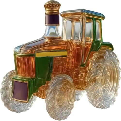 Botella De Whisky Con Forma De Tractor,Botella De Whisky Con Forma De Tractor 3D De 300 Ml,Decantador De Whiskys De Vidrio Novedoso,Escultura Artística,Botell Vacía Creativa Con Temática De Automóvil